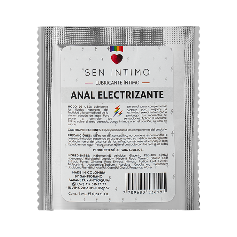 Lubricante Íntimo Anal Electrizante Sachet x 7 ml by Sen Íntimo