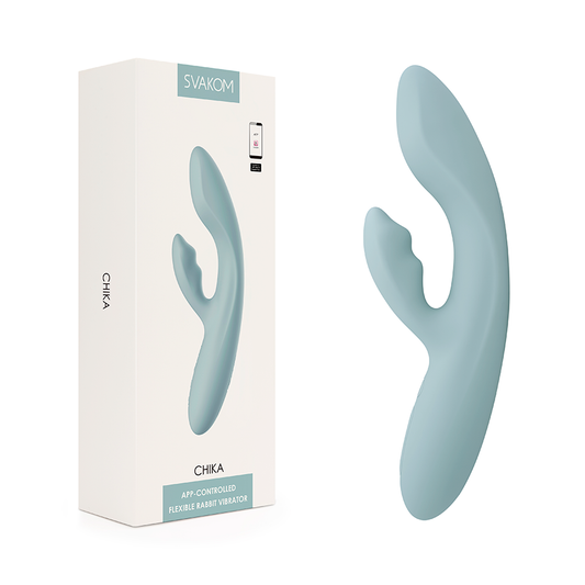 Vibrador de Doble Estimulación Flexible Chika Gris Turquesa Controlado por APP Global By Svakom