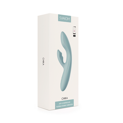 Vibrador de Doble Estimulación Flexible Chika Gris Turquesa Controlado por APP Global By Svakom